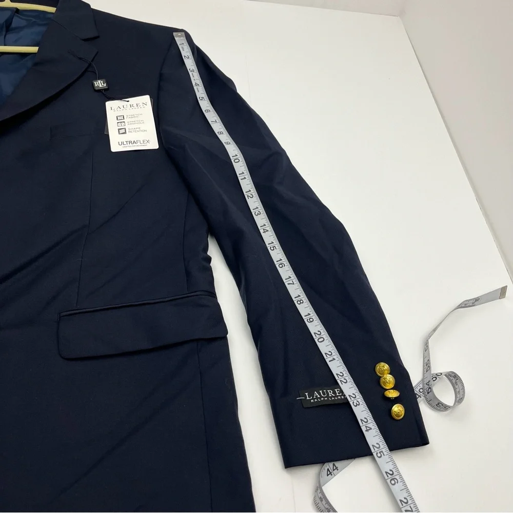 Lauren Ralph Lauren Lang Solid Navy Blue Wool-Blend Sport Coat Mens Size 46R NEW